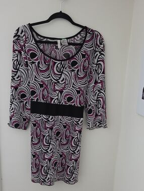 Nick & Sarah Purple Swirl Faux Wrap Dress Matte Jersey Size 3X